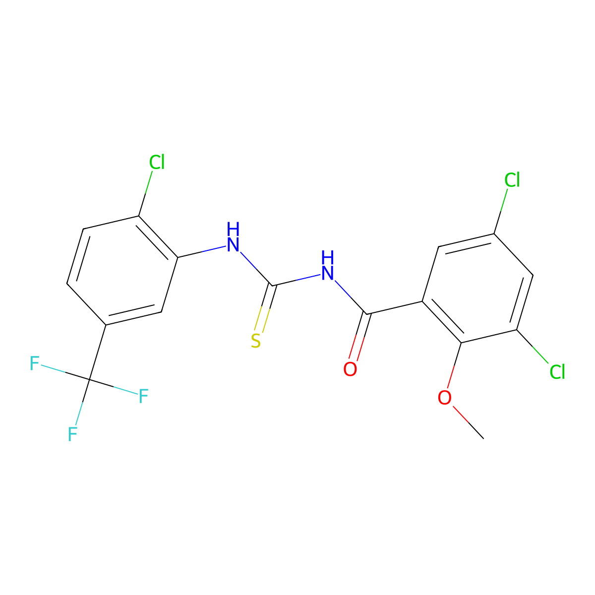 3,5-dichloro-N-[[2-chloro-5-(trifluoromethyl)phenyl]carbamothioyl]-2-methoxybenzamide molecular structure, CAS 767316-66-5