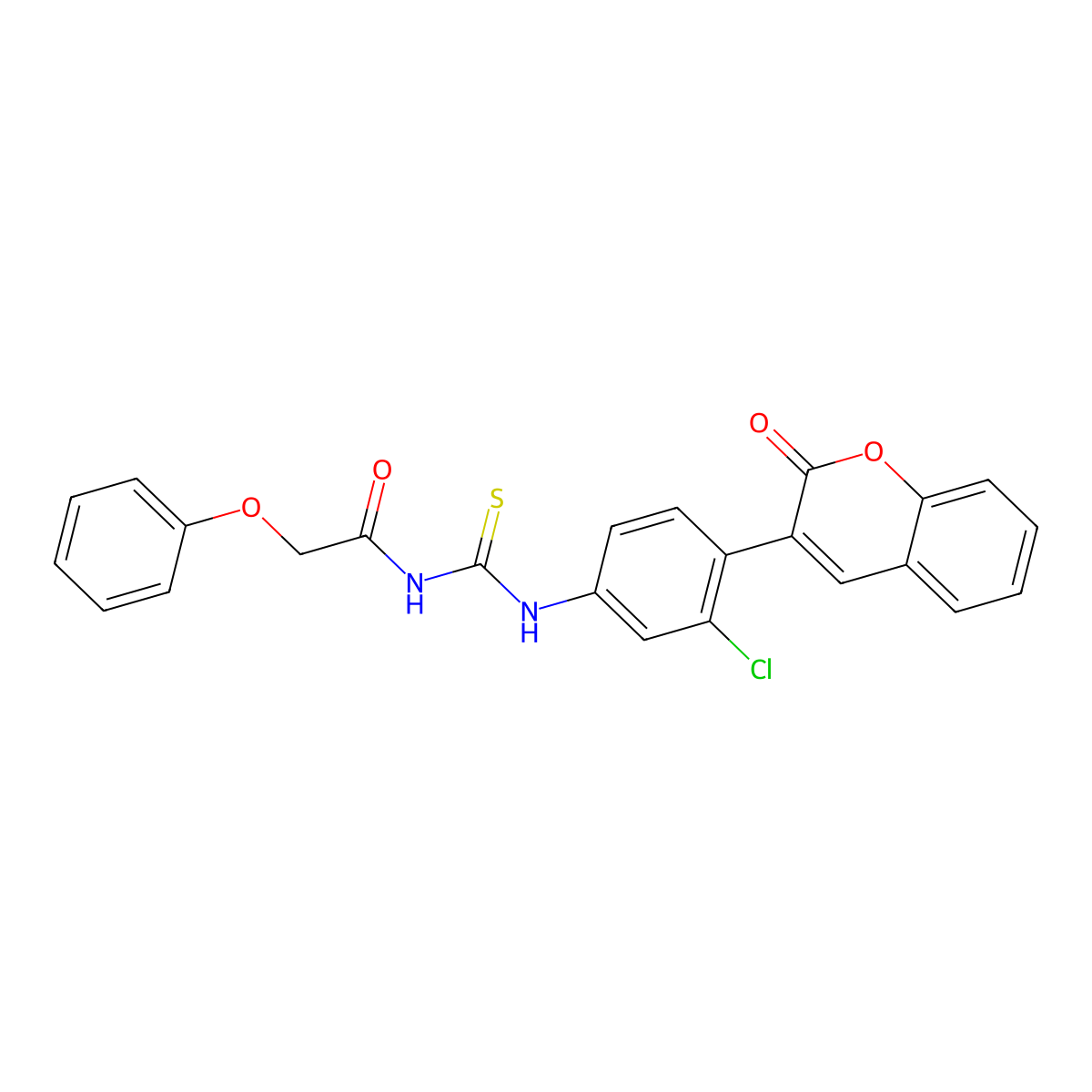 N-[[3-chloro-4-(2-oxochromen-3-yl)phenyl]carbamothioyl]-2-phenoxyacetamide molecular structure, CAS 767316-68-7