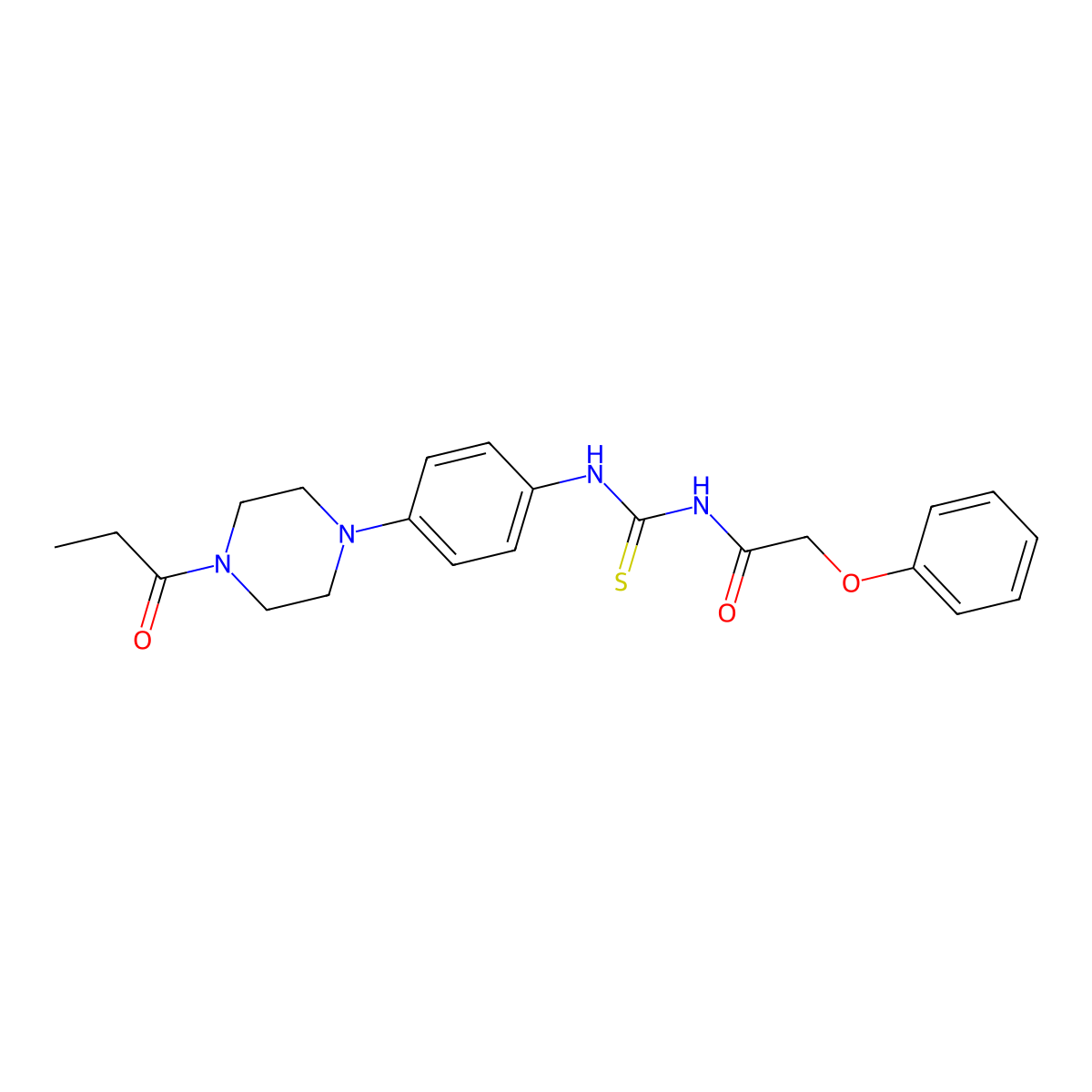 2-phenoxy-N-[[4-(4-propanoylpiperazin-1-yl)phenyl]carbamothioyl]acetamide molecular structure, CAS 767316-71-2