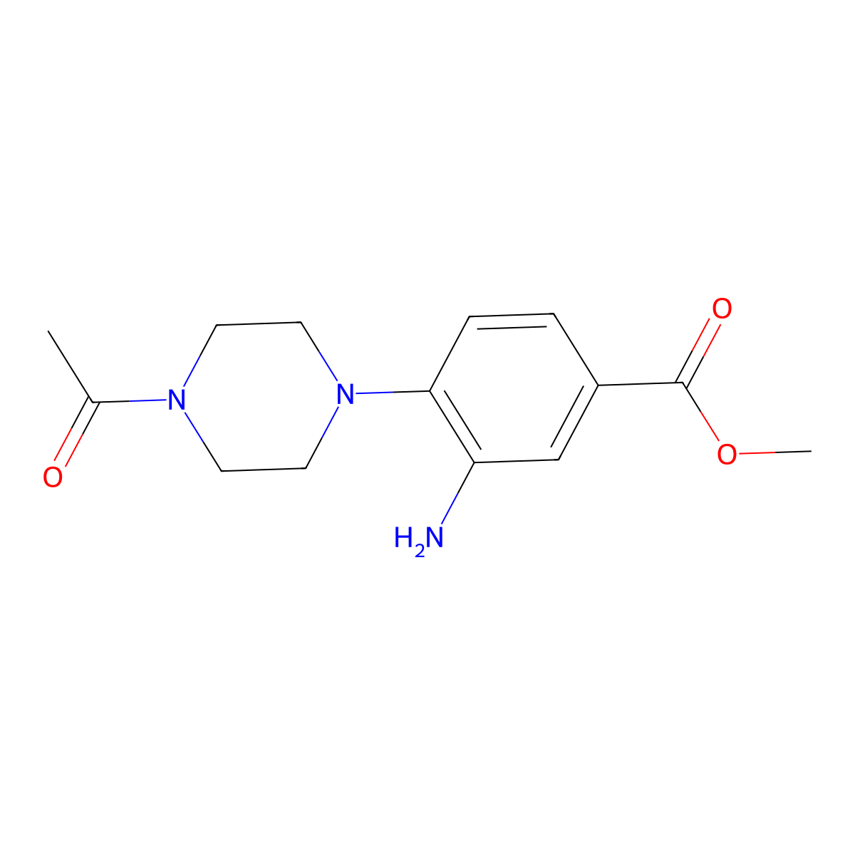 Methyl 4-(4-acetylpiperazin-1-yl)-3-aminobenzoate molecular structure, CAS 767316-73-4
