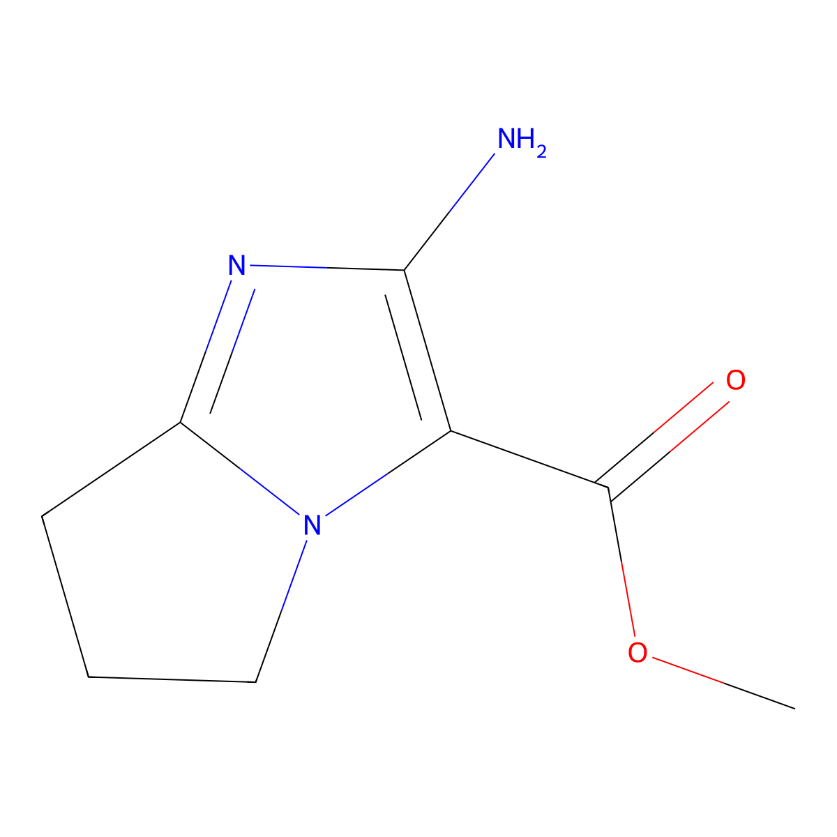 methyl 2-amino-5H,6H,7H-pyrrolo(1,2-a)imidazole-3-carboxylate molecular structure, CAS 767316-84-7