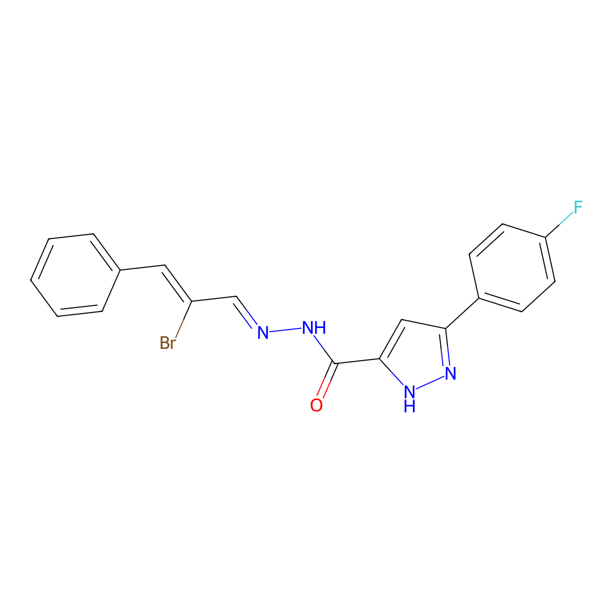 5-(4-Fluorophenyl)-1H-pyrazole-3-carboxylic acid 2-(2-bromo-3-phenyl-2-propen-1-ylidene)hydrazide molecular structure, CAS 767316-85-8