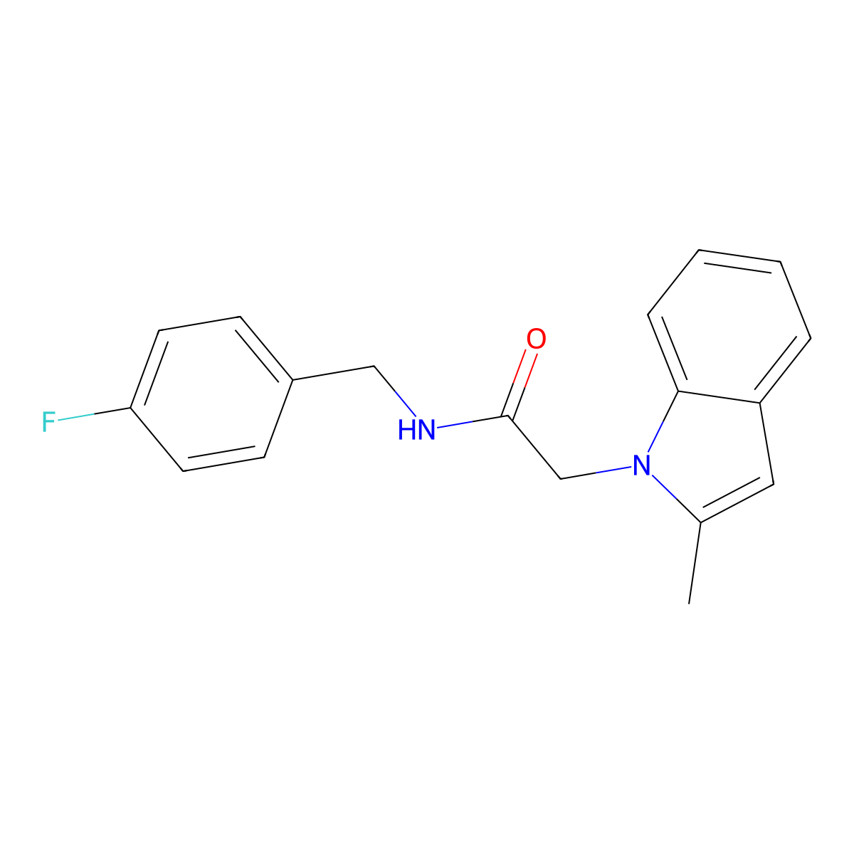 N-(4-fluorobenzyl)-2-(2-methyl-1H-indol-1-yl)acetamide molecular structure, CAS 767319-17-5