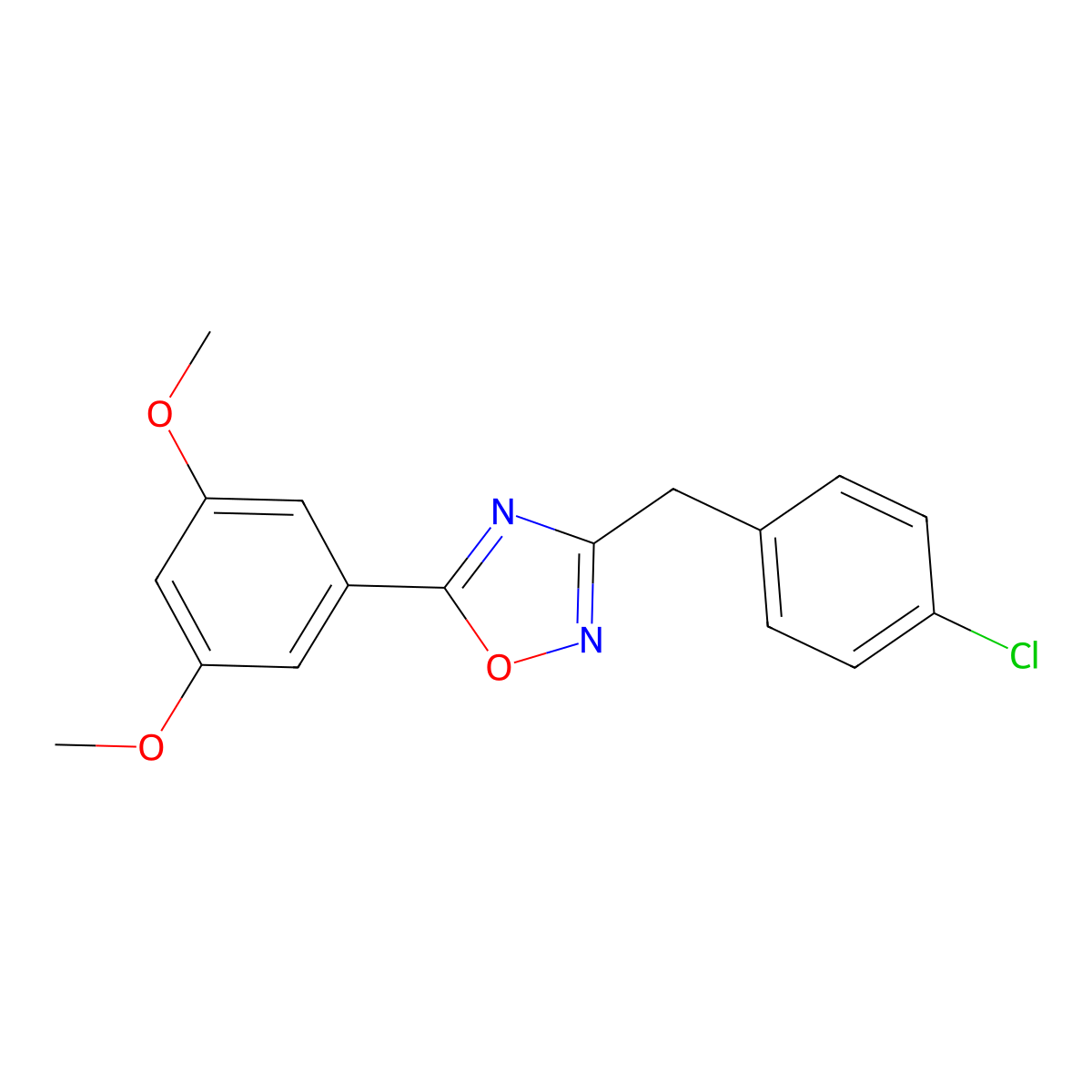 3-(4-Chlorobenzyl)-5-(3,5-dimethoxyphenyl)-1,2,4-oxadiazole molecular structure, CAS 767322-60-1