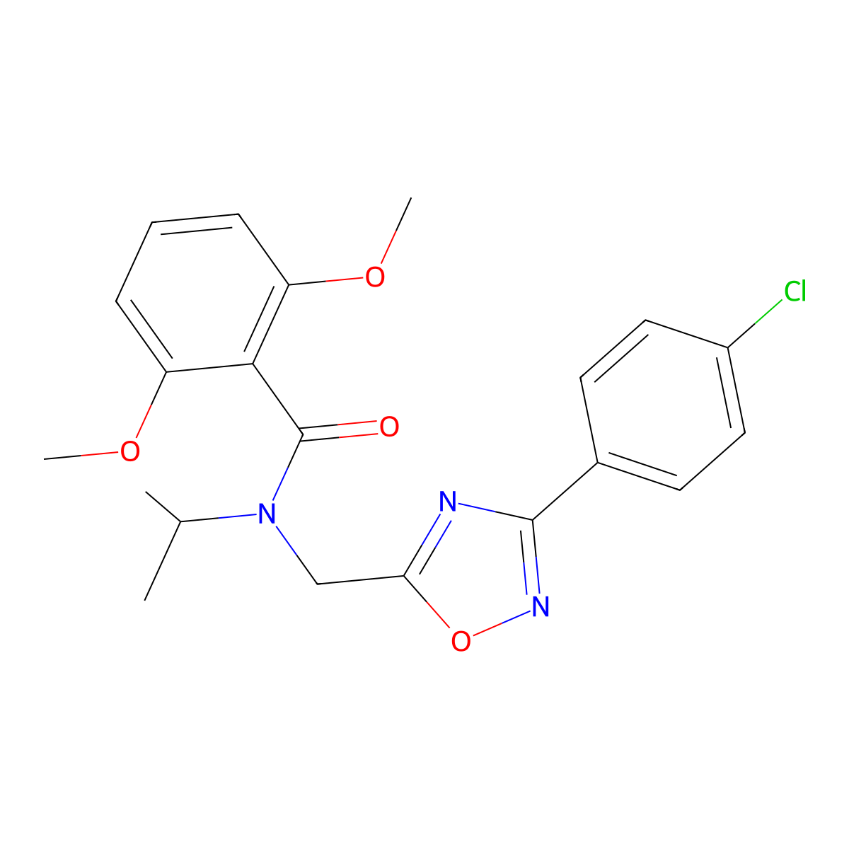 N-{[3-(4-chlorophenyl)-1,2,4-oxadiazol-5-yl]methyl}-2,6-dimethoxy-N-(propan-2-yl)benzamide molecular structure, CAS 767322-68-9