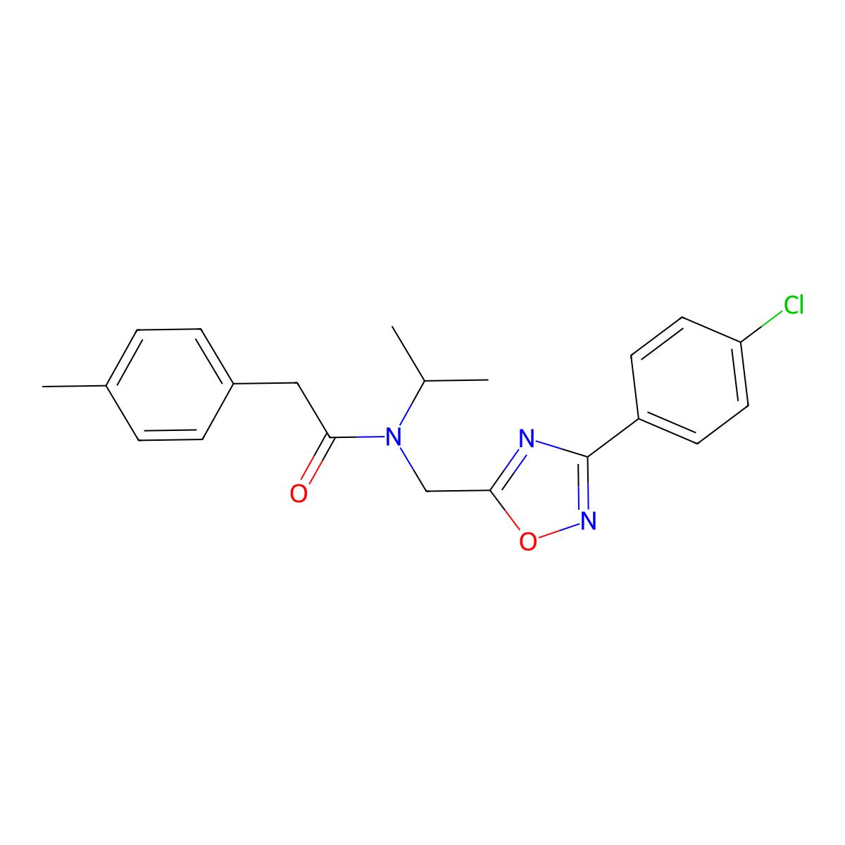 N-[[3-(4-chlorophenyl)-1,2,4-oxadiazol-5-yl]methyl]-2-(4-methylphenyl)-N-propan-2-ylacetamide molecular structure, CAS 767322-69-0