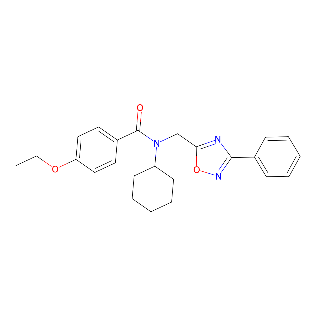 N-cyclohexyl-4-ethoxy-N-[(3-phenyl-1,2,4-oxadiazol-5-yl)methyl]benzamide molecular structure, CAS 767322-71-4