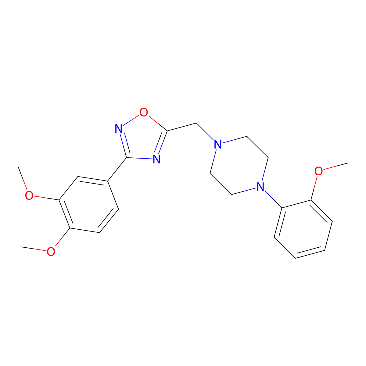 1-{[3-(3,4-Dimethoxyphenyl)-1,2,4-oxadiazol-5-yl]methyl}-4-(2-methoxyphenyl)piperazine molecular structure, CAS 767322-75-8