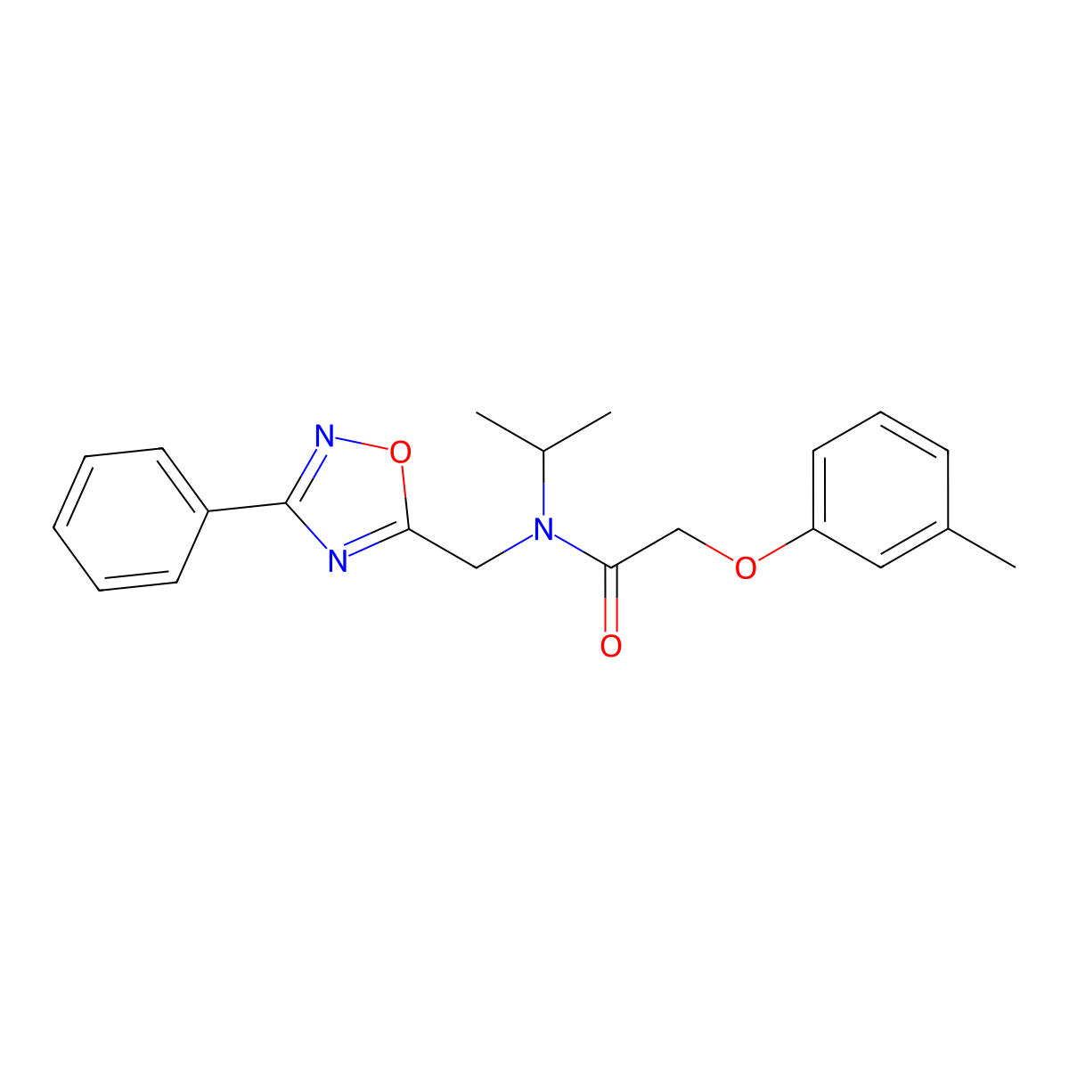 2-(3-methylphenoxy)-N-[(3-phenyl-1,2,4-oxadiazol-5-yl)methyl]-N-(propan-2-yl)acetamide molecular structure, CAS 767322-80-5