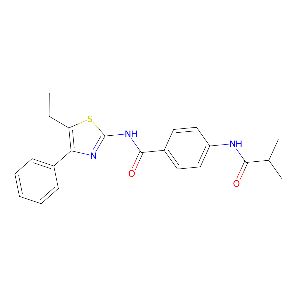 N-(5-ethyl-4-phenyl-1,3-thiazol-2-yl)-4-(2-methylpropanoylamino)benzamide molecular structure, CAS 767322-98-5