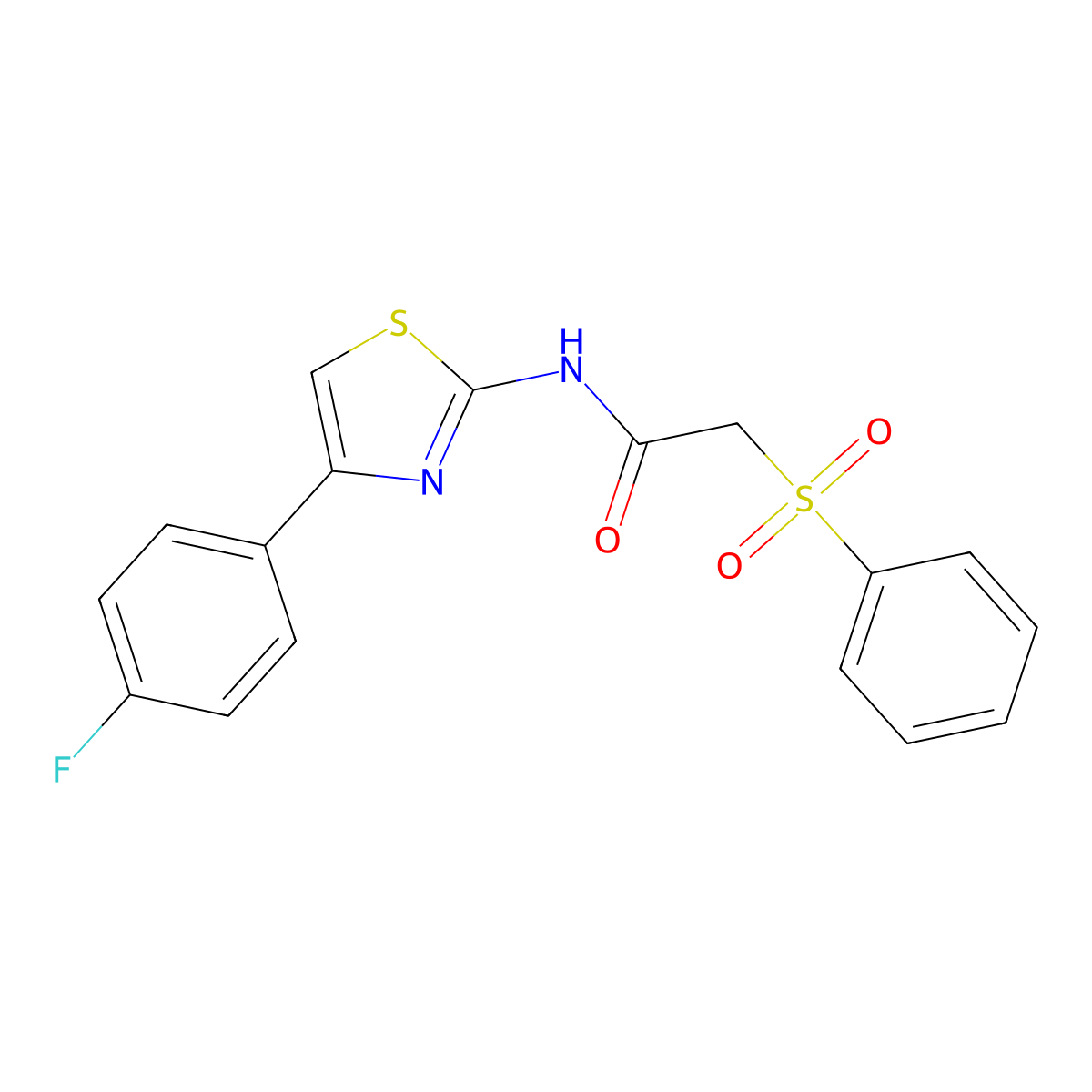 2-(benzenesulfonyl)-N-[4-(4-fluorophenyl)-1,3-thiazol-2-yl]acetamide molecular structure, CAS 767323-36-4
