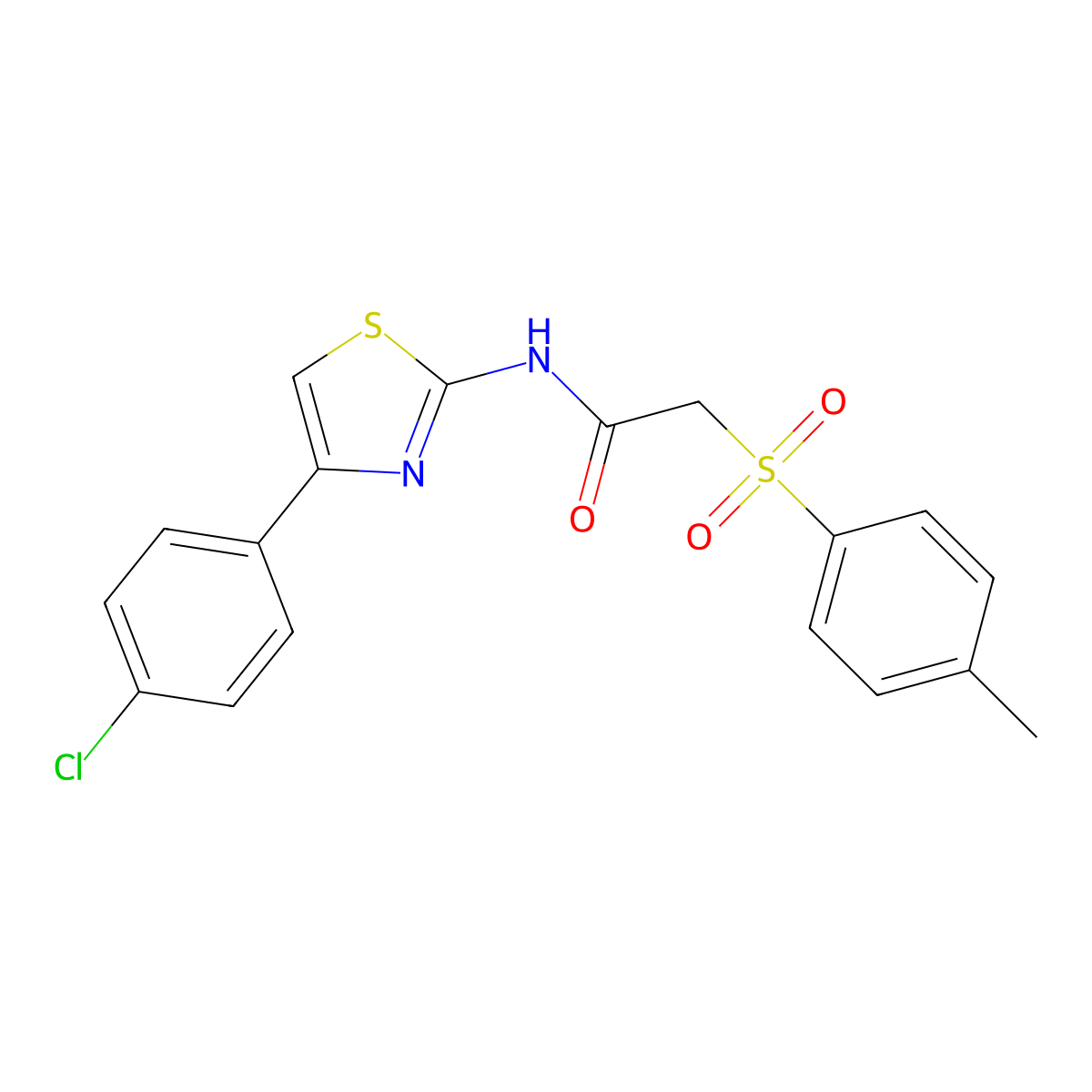 N-[4-(4-chlorophenyl)-1,3-thiazol-2-yl]-2-[(4-methylphenyl)sulfonyl]acetamide molecular structure, CAS 767323-37-5