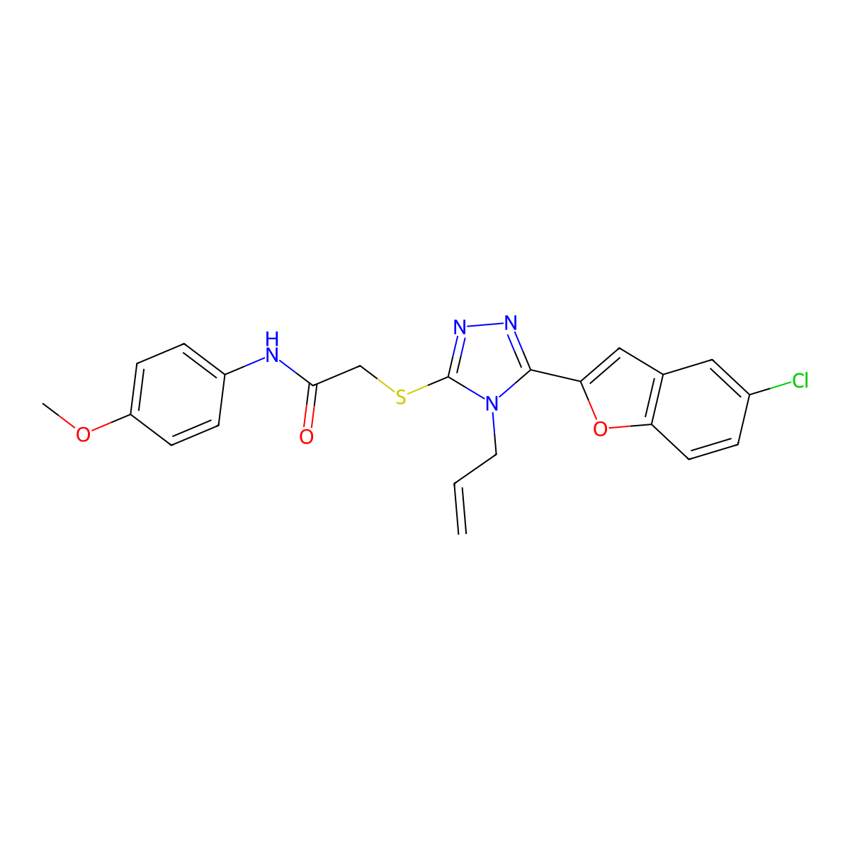 2-[[5-(5-chloro-1-benzofuran-2-yl)-4-prop-2-enyl-1,2,4-triazol-3-yl]sulfanyl]-N-(4-methoxyphenyl)acetamide molecular structure, CAS 767323-93-3