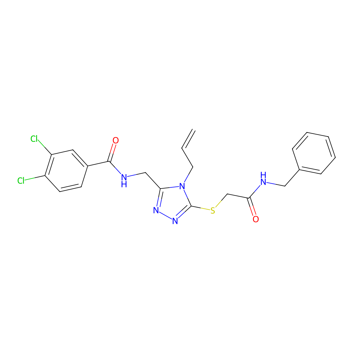 N-[[5-[2-(benzylamino)-2-oxoethyl]sulfanyl-4-prop-2-enyl-1,2,4-triazol-3-yl]methyl]-3,4-dichlorobenzamide molecular structure, CAS 767324-00-5