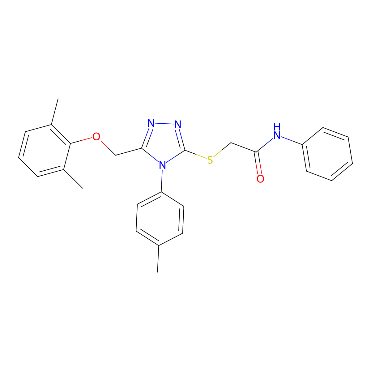 2-[[5-[(2,6-dimethylphenoxy)methyl]-4-(4-methylphenyl)-1,2,4-triazol-3-yl]sulfanyl]-N-phenylacetamide molecular structure, CAS 767324-24-3