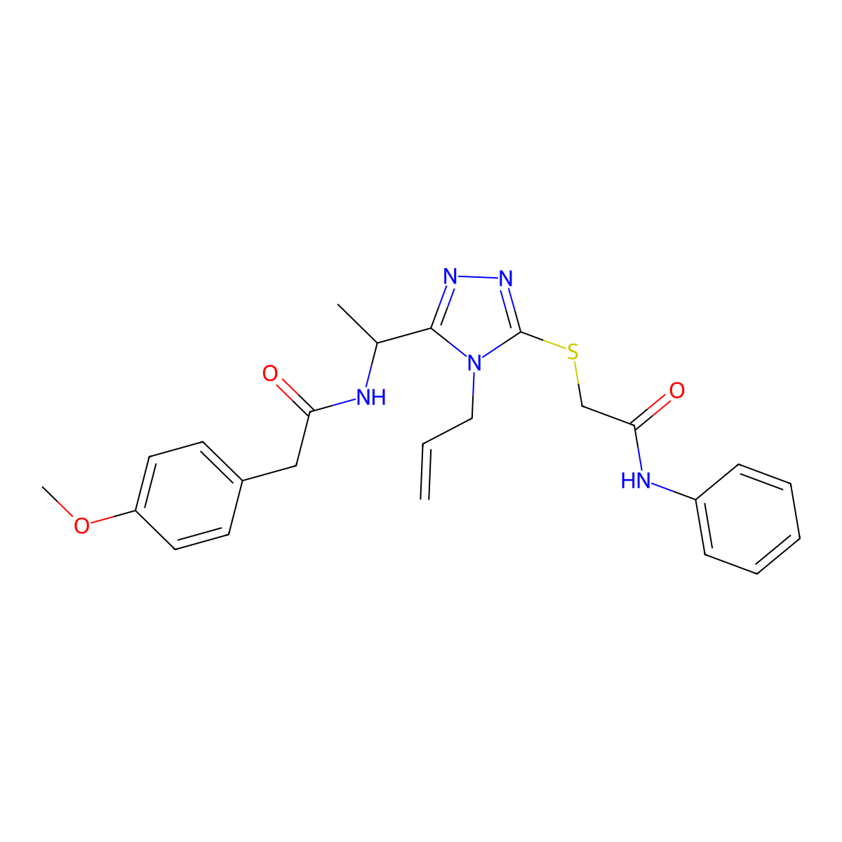 2-(4-methoxyphenyl)-N-{1-[5-{[2-oxo-2-(phenylamino)ethyl]sulfanyl}-4-(prop-2-en-1-yl)-4H-1,2,4-triazol-3-yl]ethyl}acetamide molecular structure, CAS 767324-25-4