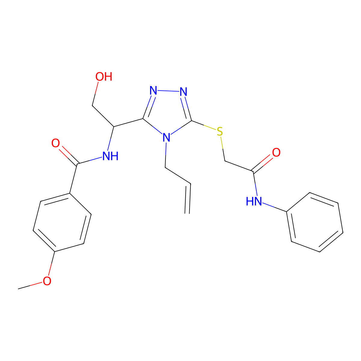 N-{2-hydroxy-1-[5-{[2-oxo-2-(phenylamino)ethyl]sulfanyl}-4-(prop-2-en-1-yl)-4H-1,2,4-triazol-3-yl]ethyl}-4-methoxybenzamide molecular structure, CAS 767324-26-5