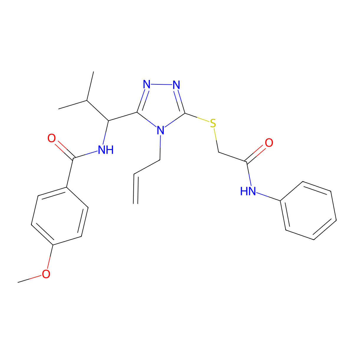 4-methoxy-N-{2-methyl-1-[5-{[2-oxo-2-(phenylamino)ethyl]sulfanyl}-4-(prop-2-en-1-yl)-4H-1,2,4-triazol-3-yl]propyl}benzamide molecular structure, CAS 767324-27-6