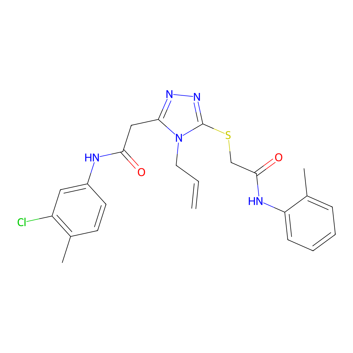 N-(3-chloro-4-methylphenyl)-2-[5-[2-(2-methylanilino)-2-oxoethyl]sulfanyl-4-prop-2-enyl-1,2,4-triazol-3-yl]acetamide molecular structure, CAS 767324-28-7