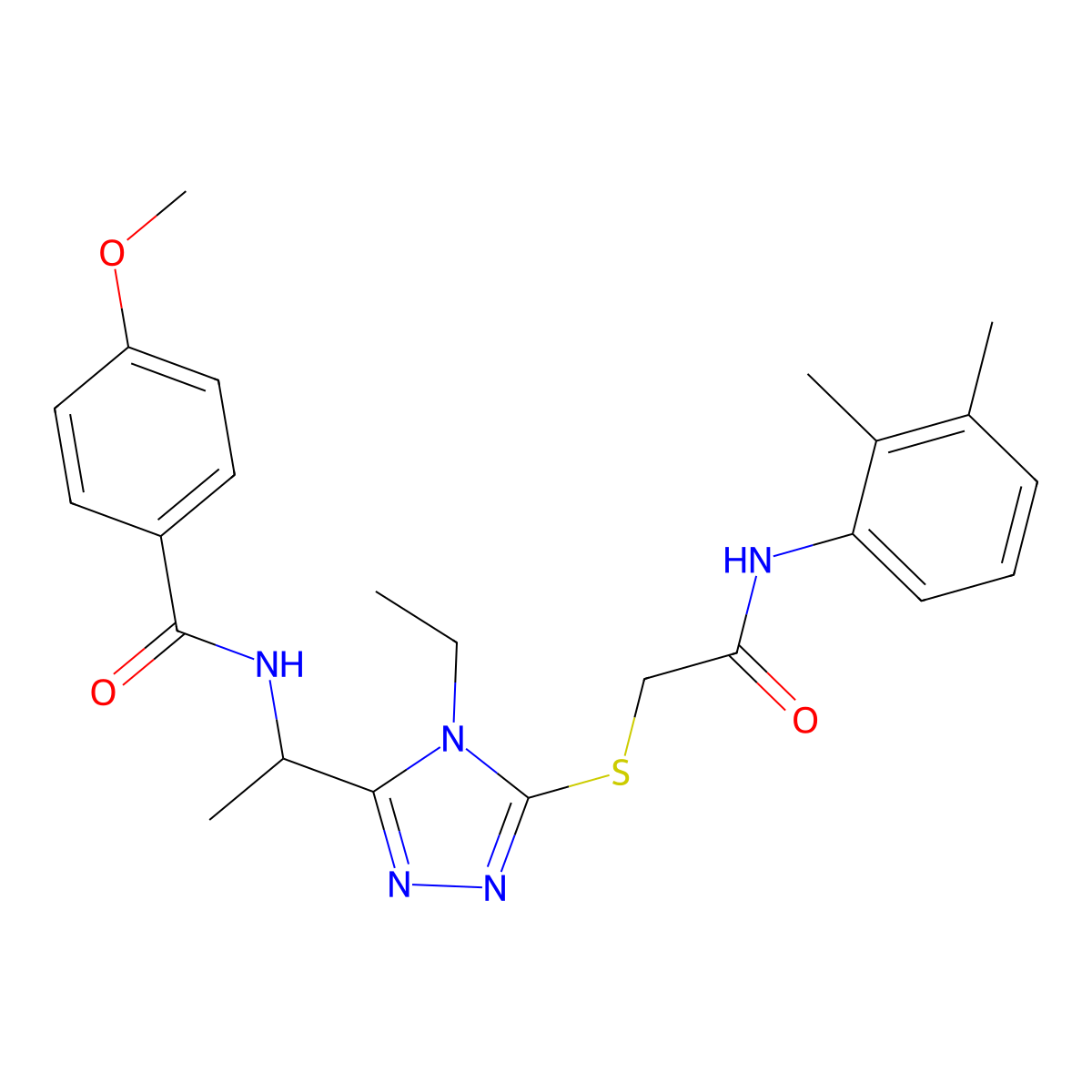 N-[1-[5-[2-(2,3-dimethylanilino)-2-oxoethyl]sulfanyl-4-ethyl-1,2,4-triazol-3-yl]ethyl]-4-methoxybenzamide molecular structure, CAS 767324-33-4