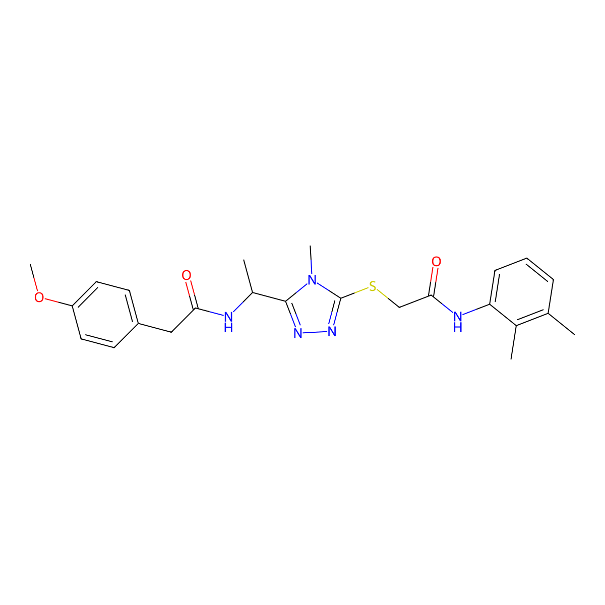 N-{1-[5-({2-[(2,3-dimethylphenyl)amino]-2-oxoethyl}sulfanyl)-4-methyl-4H-1,2,4-triazol-3-yl]ethyl}-2-(4-methoxyphenyl)acetamide molecular structure, CAS 767324-34-5