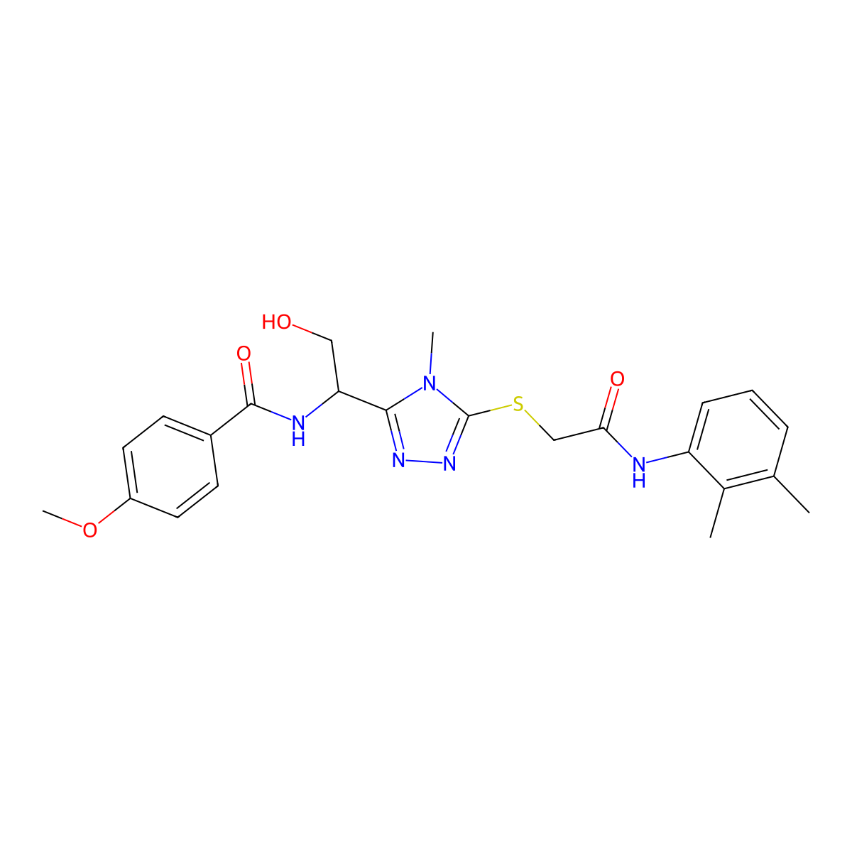N-{1-[5-({2-[(2,3-dimethylphenyl)amino]-2-oxoethyl}sulfanyl)-4-methyl-4H-1,2,4-triazol-3-yl]-2-hydroxyethyl}-4-methoxybenzamide molecular structure, CAS 767324-35-6