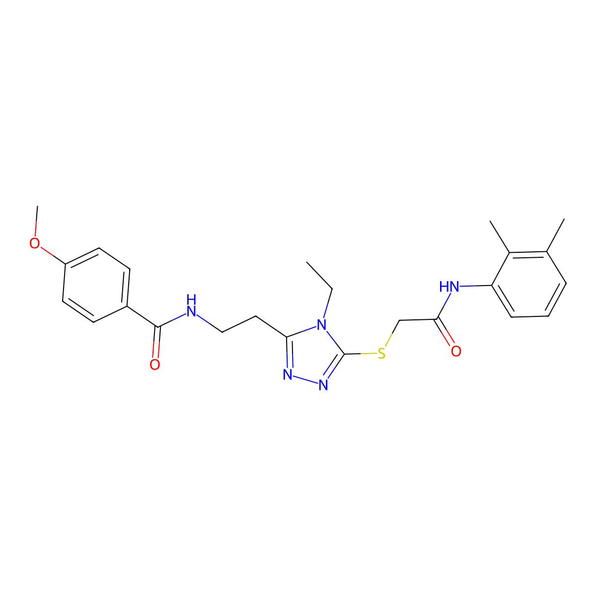 N-[2-[5-[2-(2,3-dimethylanilino)-2-oxoethyl]sulfanyl-4-ethyl-1,2,4-triazol-3-yl]ethyl]-4-methoxybenzamide molecular structure, CAS 767324-37-8