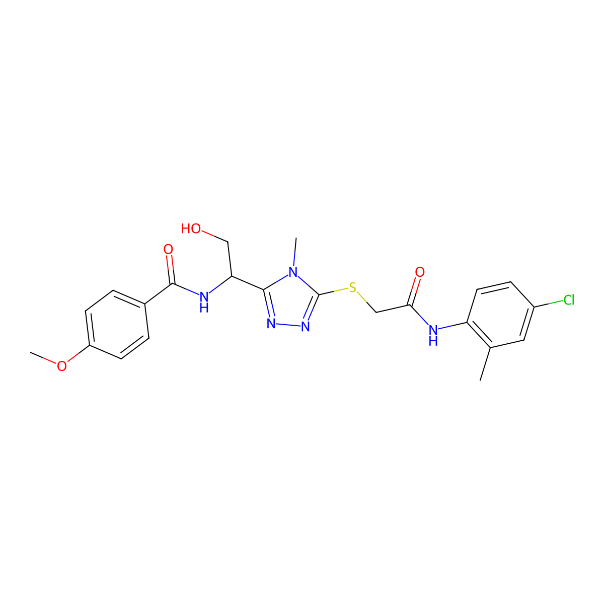 N-{1-[5-({2-[(4-chloro-2-methylphenyl)amino]-2-oxoethyl}sulfanyl)-4-methyl-4H-1,2,4-triazol-3-yl]-2-hydroxyethyl}-4-methoxybenzamide molecular structure, CAS 767324-41-4