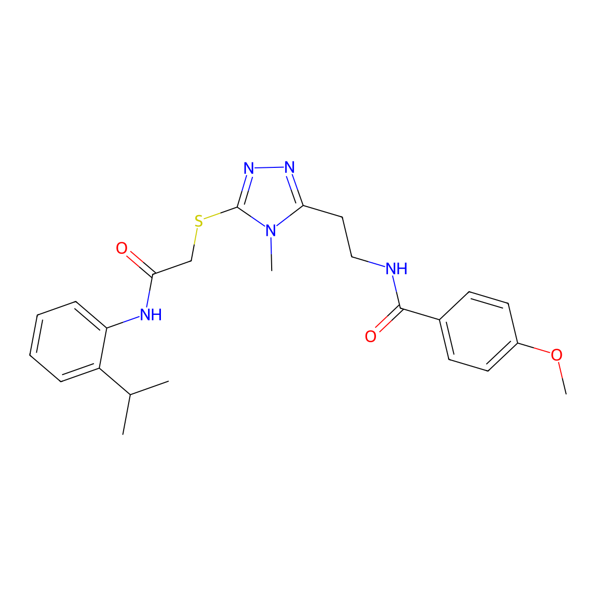 4-methoxy-N-[2-[4-methyl-5-[2-oxo-2-(2-propan-2-ylanilino)ethyl]sulfanyl-1,2,4-triazol-3-yl]ethyl]benzamide molecular structure, CAS 767324-44-7