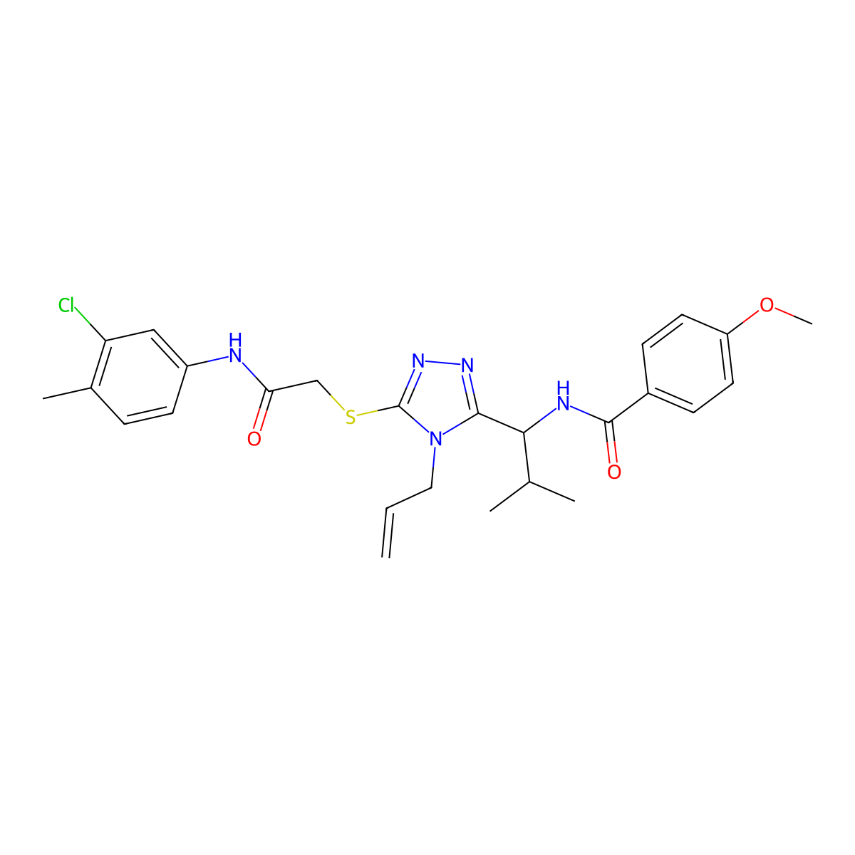 N-{1-[5-({2-[(3-chloro-4-methylphenyl)amino]-2-oxoethyl}sulfanyl)-4-(prop-2-en-1-yl)-4H-1,2,4-triazol-3-yl]-2-methylpropyl}-4-methoxybenzamide molecular structure, CAS 767324-49-2