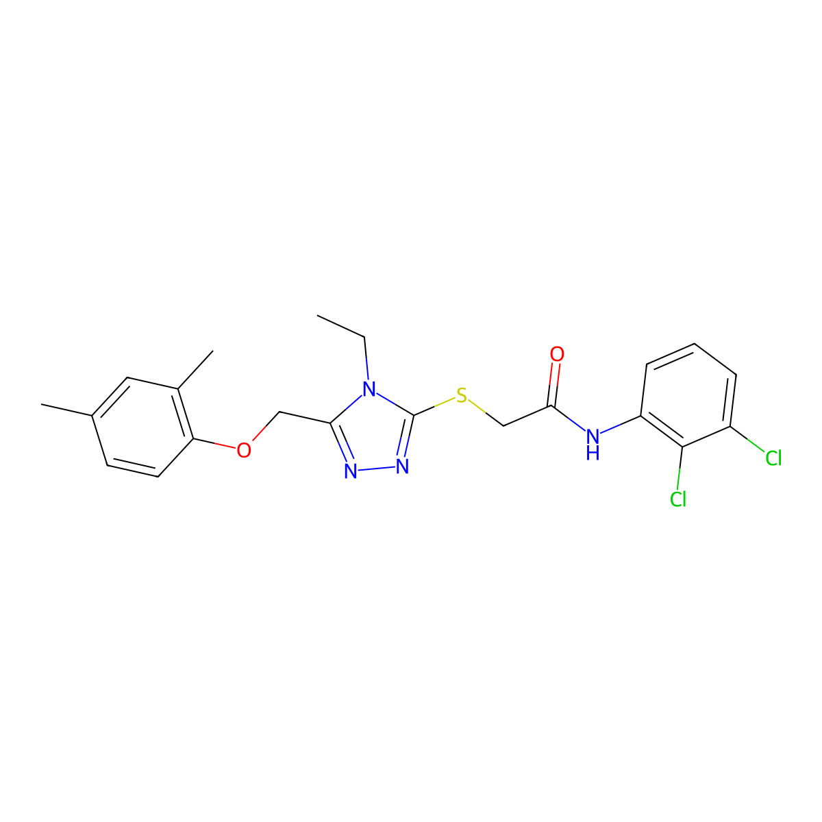N-(2,3-dichlorophenyl)-2-[[5-[(2,4-dimethylphenoxy)methyl]-4-ethyl-1,2,4-triazol-3-yl]sulfanyl]acetamide molecular structure, CAS 767324-55-0