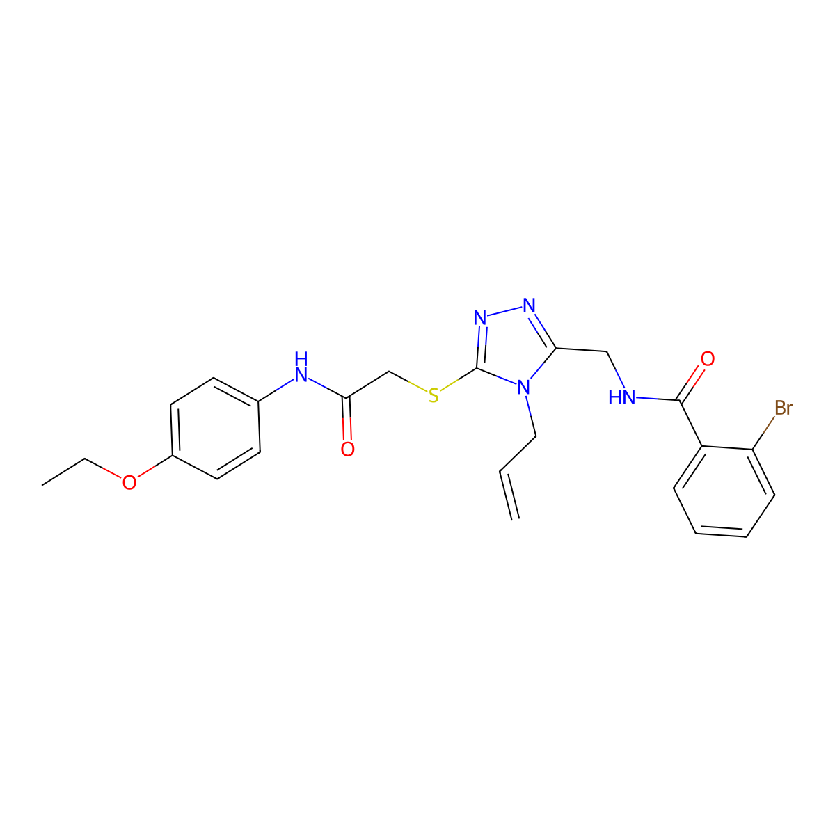 2-bromo-N-[[5-[2-(4-ethoxyanilino)-2-oxoethyl]sulfanyl-4-prop-2-enyl-1,2,4-triazol-3-yl]methyl]benzamide molecular structure, CAS 767324-61-8