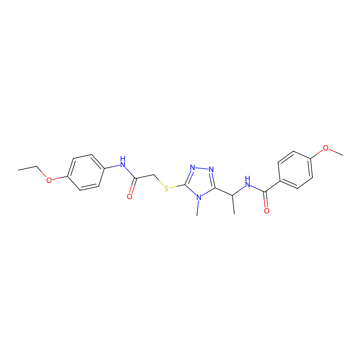 N-{1-[5-({2-[(4-ethoxyphenyl)amino]-2-oxoethyl}sulfanyl)-4-methyl-4H-1,2,4-triazol-3-yl]ethyl}-4-methoxybenzamide molecular structure, CAS 767324-63-0