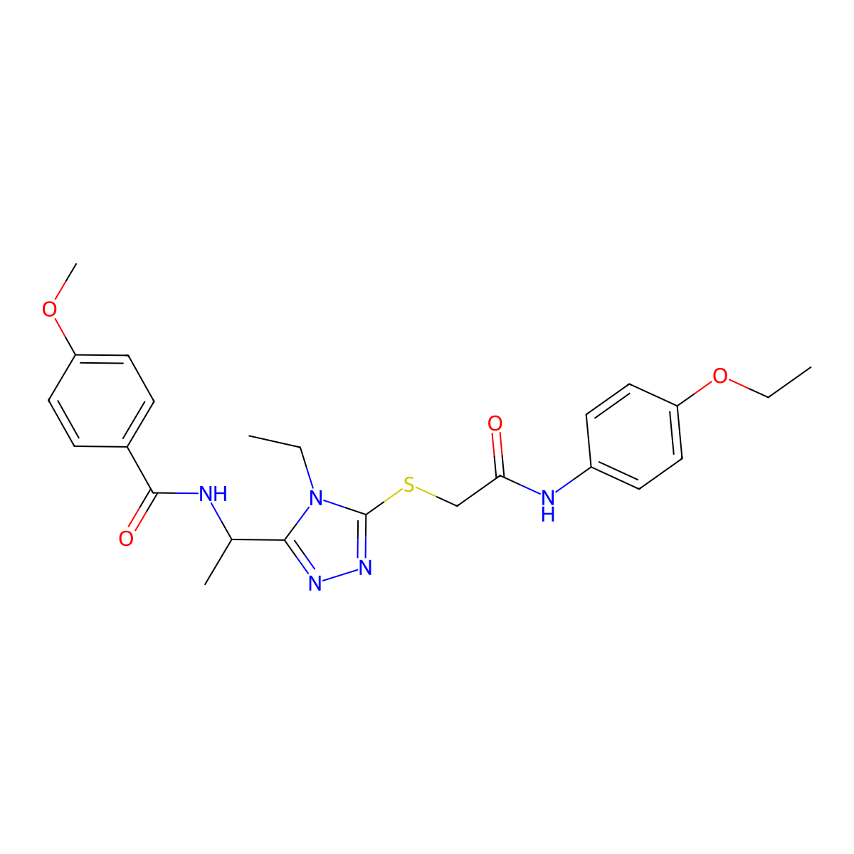 N-{1-[5-({2-[(4-ethoxyphenyl)amino]-2-oxoethyl}sulfanyl)-4-ethyl-4H-1,2,4-triazol-3-yl]ethyl}-4-methoxybenzamide molecular structure, CAS 767324-64-1