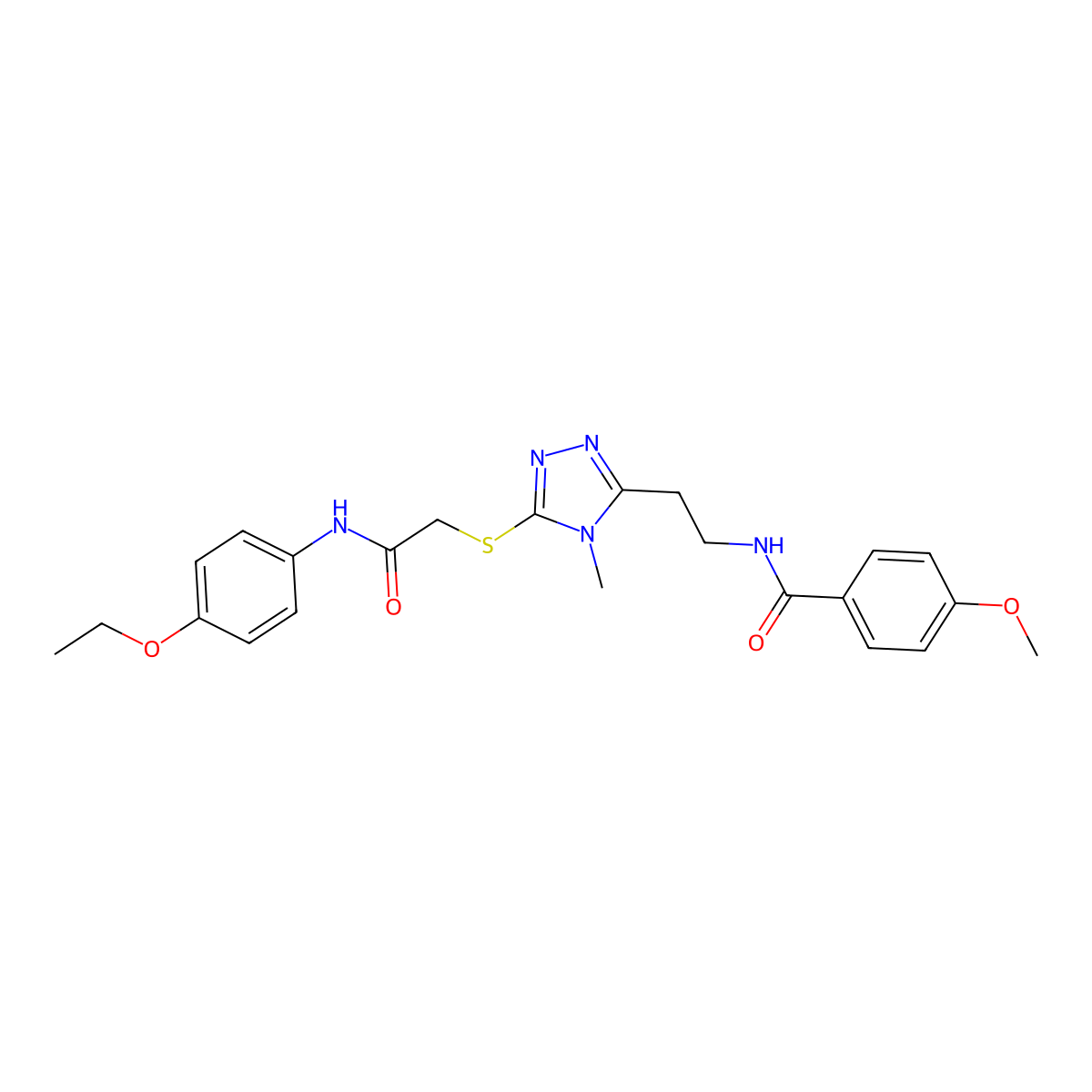 N-[2-[5-[2-(4-ethoxyanilino)-2-oxoethyl]sulfanyl-4-methyl-1,2,4-triazol-3-yl]ethyl]-4-methoxybenzamide molecular structure, CAS 767324-66-3