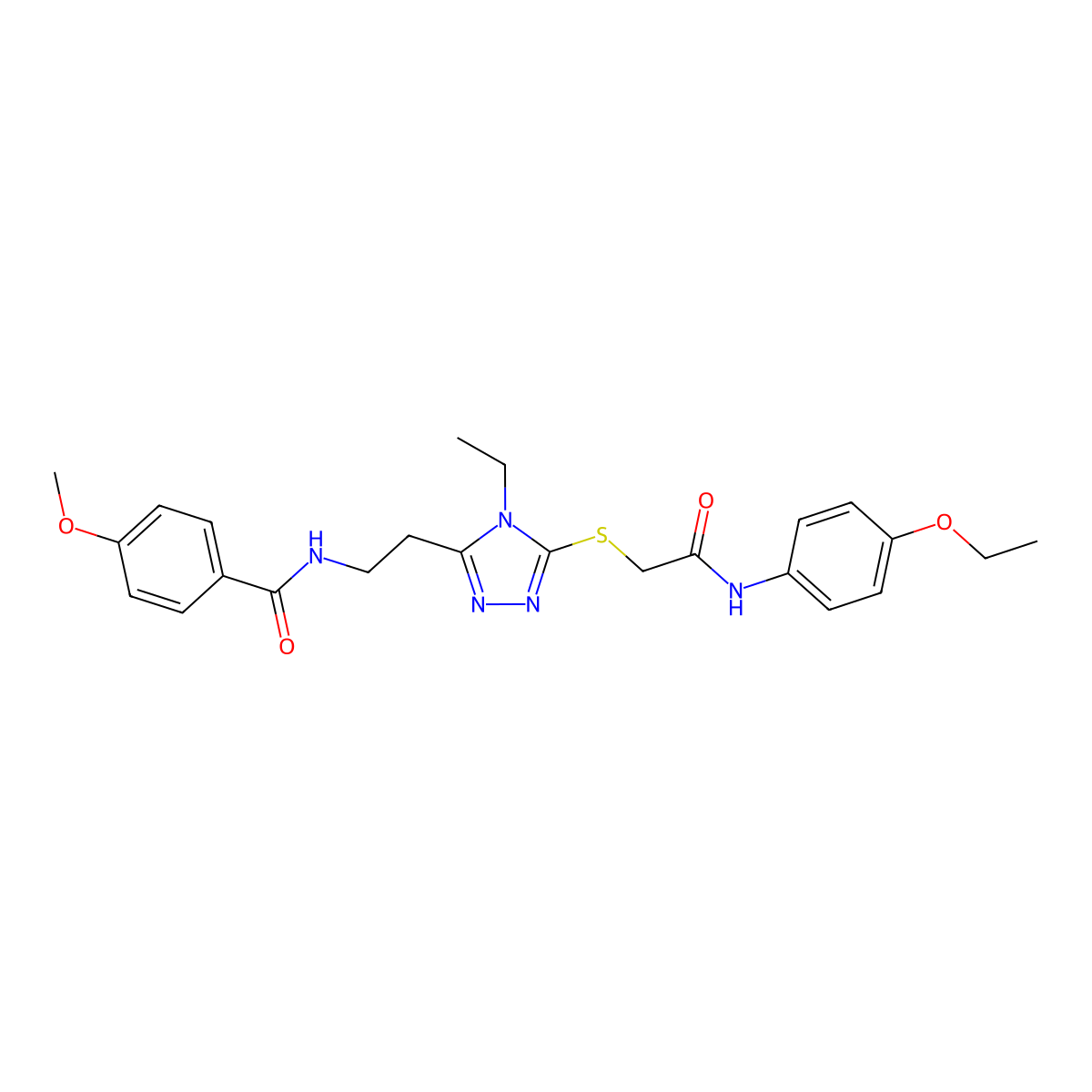 N-[2-[5-[2-(4-ethoxyanilino)-2-oxoethyl]sulfanyl-4-ethyl-1,2,4-triazol-3-yl]ethyl]-4-methoxybenzamide molecular structure, CAS 767324-67-4