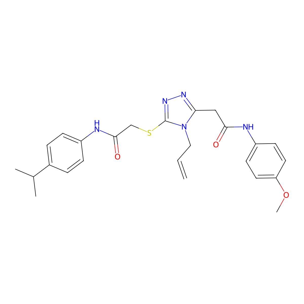 N-(4-methoxyphenyl)-2-[5-[2-oxo-2-(4-propan-2-ylanilino)ethyl]sulfanyl-4-prop-2-enyl-1,2,4-triazol-3-yl]acetamide molecular structure, CAS 767324-73-2