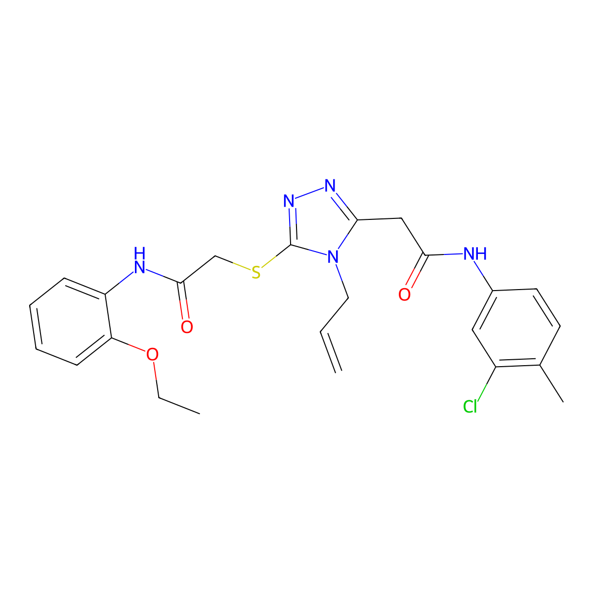 N-(3-chloro-4-methylphenyl)-2-[5-[2-(2-ethoxyanilino)-2-oxoethyl]sulfanyl-4-prop-2-enyl-1,2,4-triazol-3-yl]acetamide molecular structure, CAS 767324-94-7