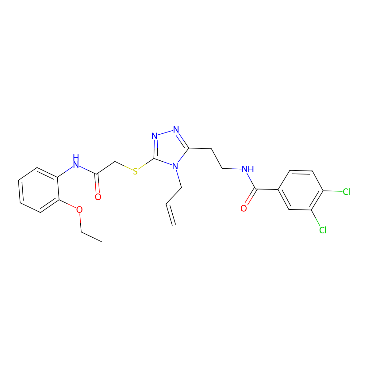3,4-dichloro-N-[2-[5-[2-(2-ethoxyanilino)-2-oxoethyl]sulfanyl-4-prop-2-enyl-1,2,4-triazol-3-yl]ethyl]benzamide molecular structure, CAS 767324-97-0