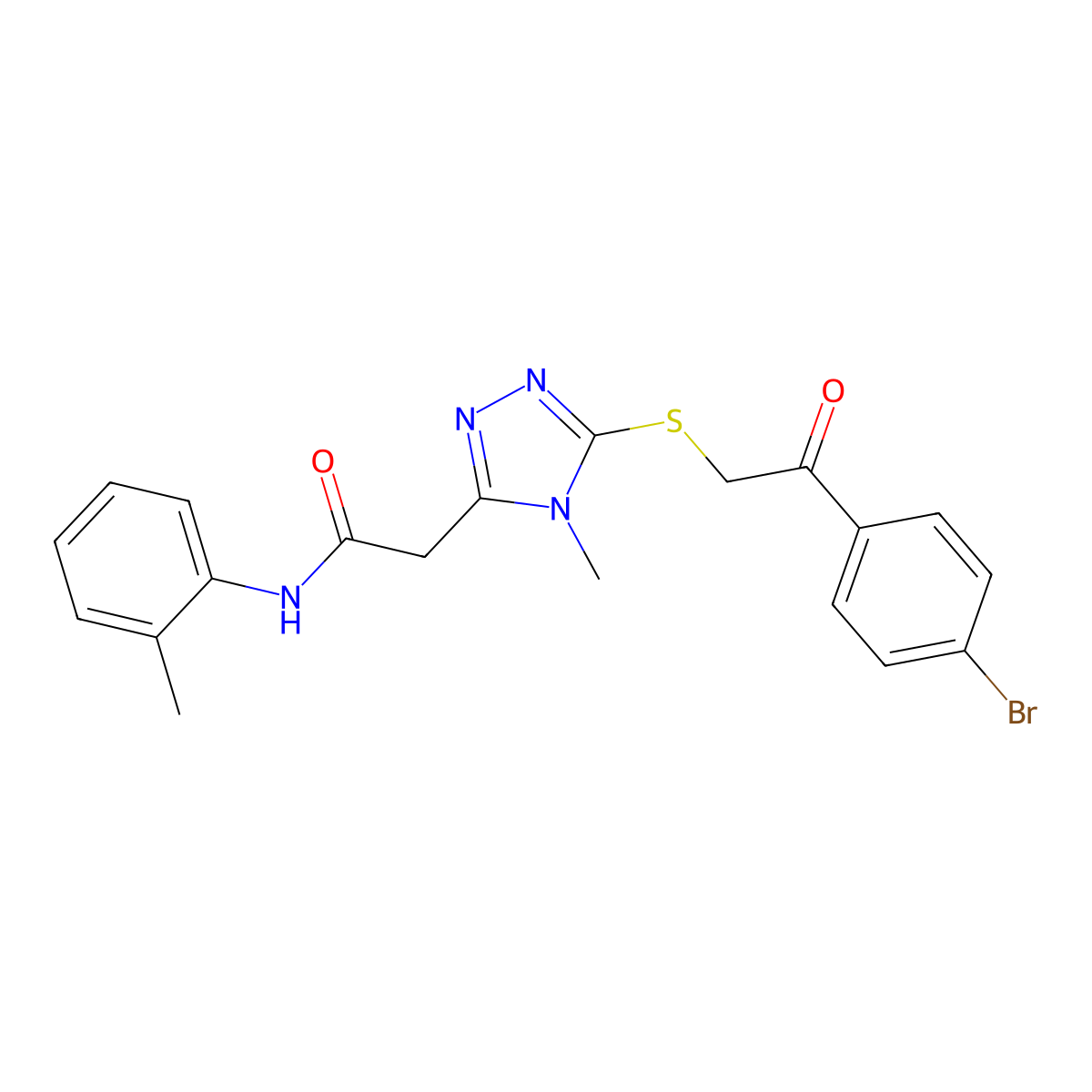 2-[5-[2-(4-bromophenyl)-2-oxoethyl]sulfanyl-4-methyl-1,2,4-triazol-3-yl]-N-(2-methylphenyl)acetamide molecular structure, CAS 767325-00-8