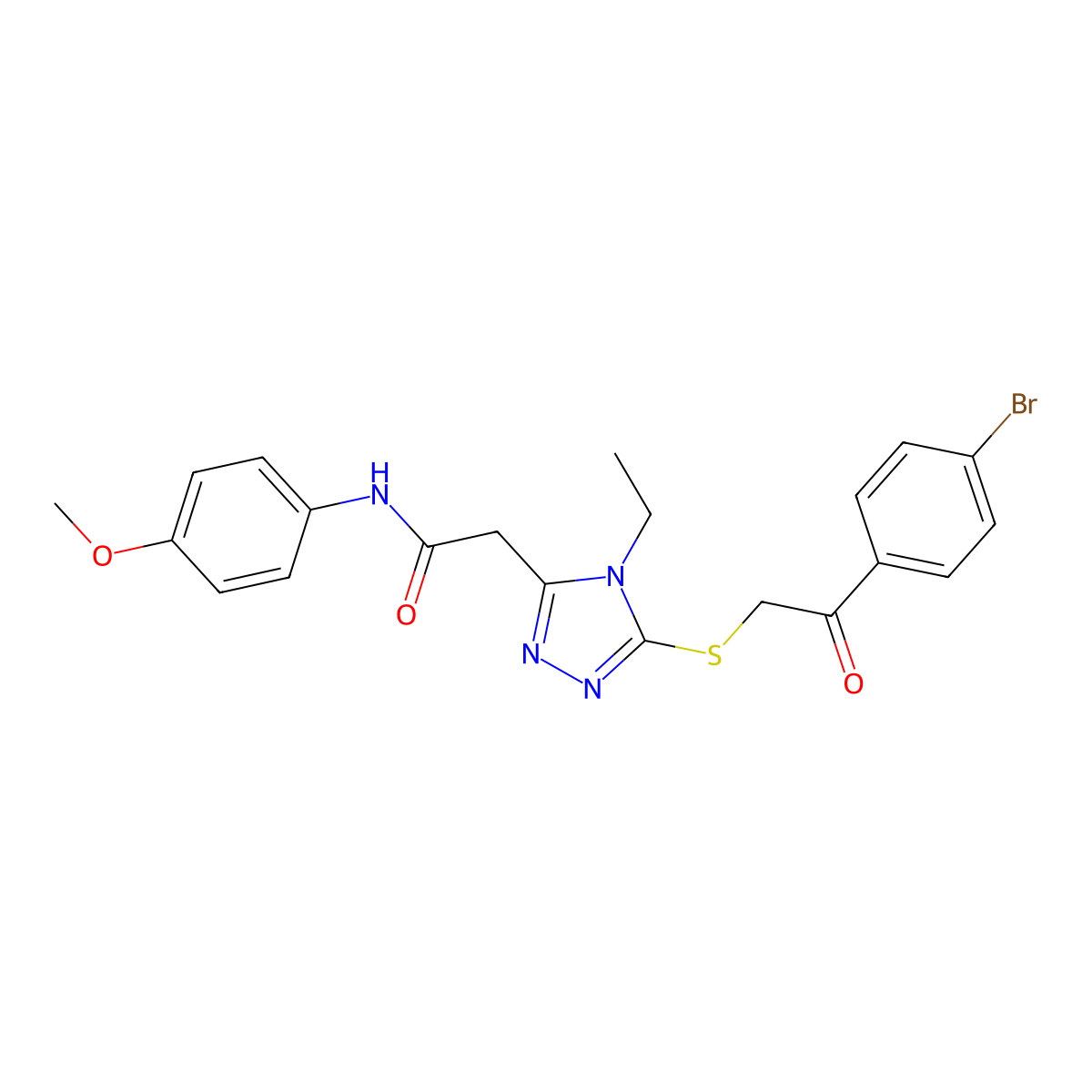 2-[5-[2-(4-bromophenyl)-2-oxoethyl]sulfanyl-4-ethyl-1,2,4-triazol-3-yl]-N-(4-methoxyphenyl)acetamide molecular structure, CAS 767325-01-9