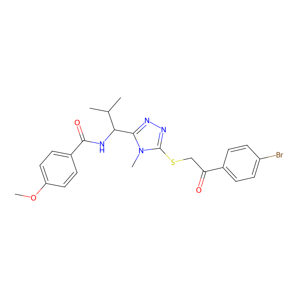 N-[1-(5-{[2-(4-bromophenyl)-2-oxoethyl]sulfanyl}-4-methyl-4H-1,2,4-triazol-3-yl)-2-methylpropyl]-4-methoxybenzamide molecular structure, CAS 767325-07-5