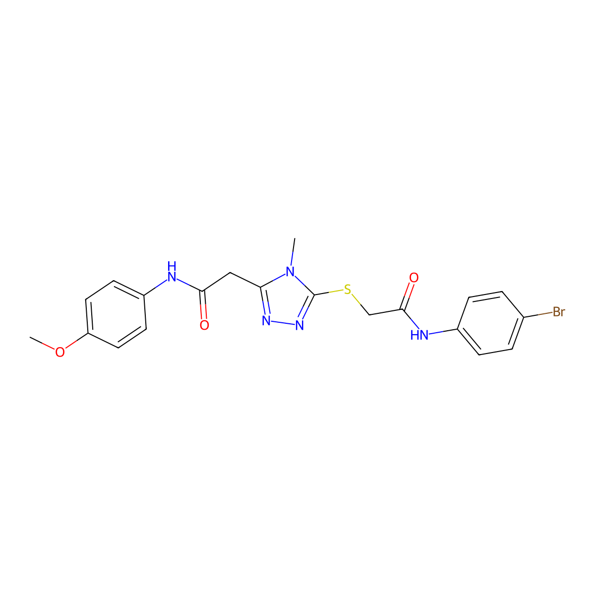 2-[5-[2-(4-bromoanilino)-2-oxoethyl]sulfanyl-4-methyl-1,2,4-triazol-3-yl]-N-(4-methoxyphenyl)acetamide molecular structure, CAS 767325-10-0