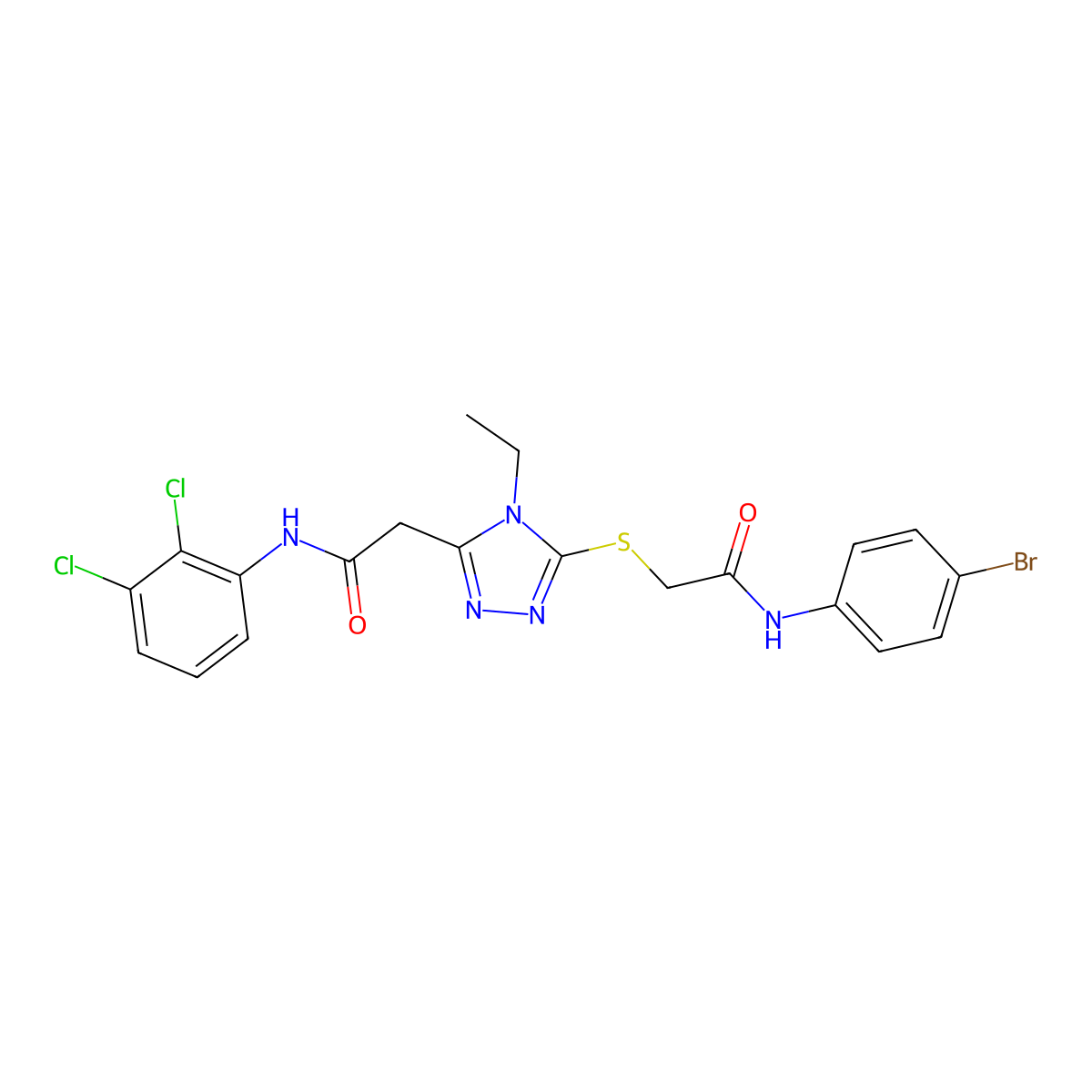 2-[5-[2-(4-bromoanilino)-2-oxoethyl]sulfanyl-4-ethyl-1,2,4-triazol-3-yl]-N-(2,3-dichlorophenyl)acetamide molecular structure, CAS 767325-11-1