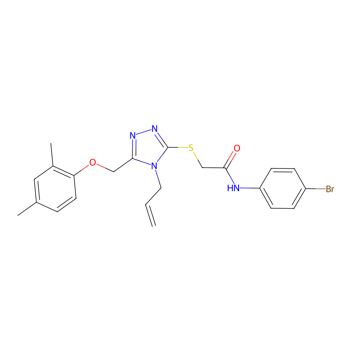 N-(4-bromophenyl)-2-[[5-[(2,4-dimethylphenoxy)methyl]-4-prop-2-enyl-1,2,4-triazol-3-yl]sulfanyl]acetamide molecular structure, CAS 767325-12-2