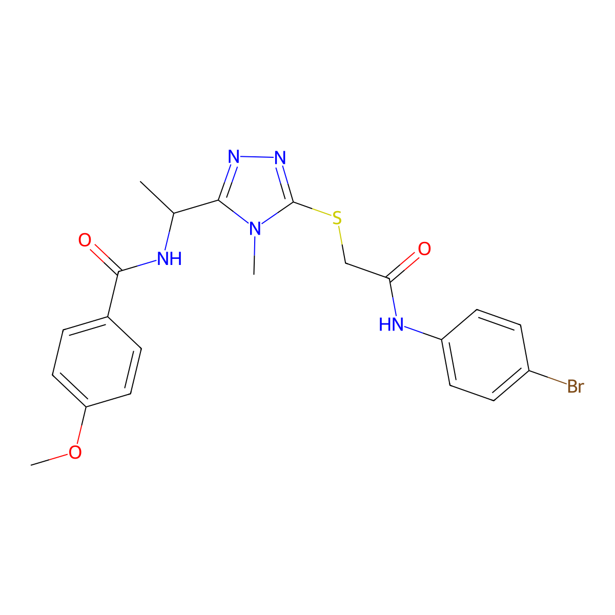 N-{1-[5-({2-[(4-bromophenyl)amino]-2-oxoethyl}sulfanyl)-4-methyl-4H-1,2,4-triazol-3-yl]ethyl}-4-methoxybenzamide molecular structure, CAS 767325-13-3