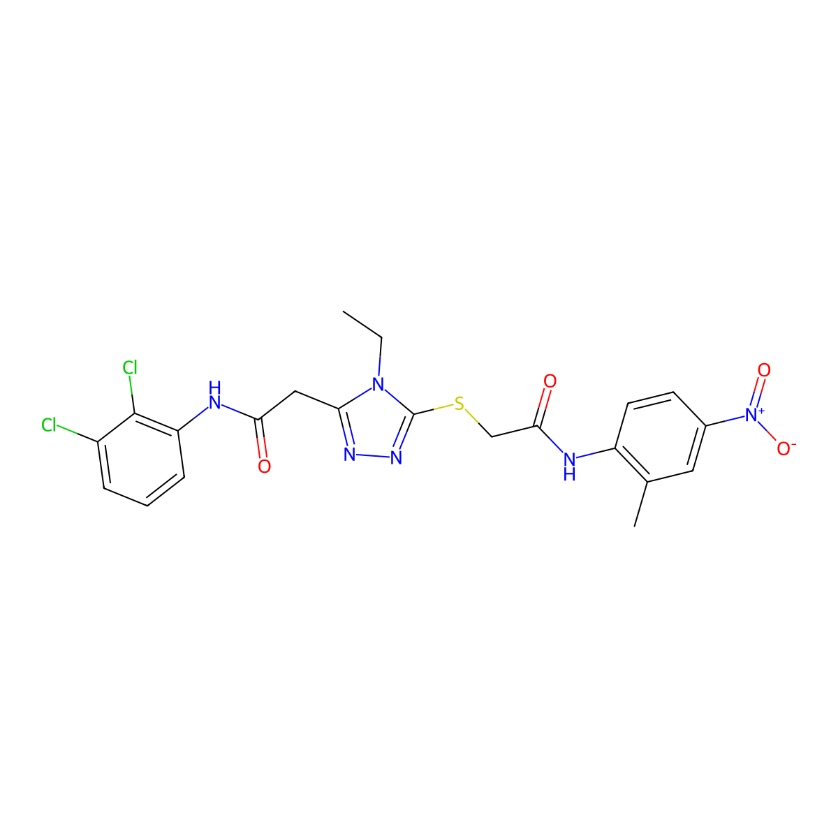 N-(2,3-dichlorophenyl)-2-[4-ethyl-5-[2-(2-methyl-4-nitroanilino)-2-oxoethyl]sulfanyl-1,2,4-triazol-3-yl]acetamide molecular structure, CAS 767325-14-4