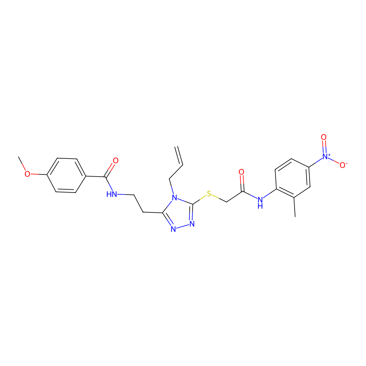 4-methoxy-N-[2-[5-[2-(2-methyl-4-nitroanilino)-2-oxoethyl]sulfanyl-4-prop-2-enyl-1,2,4-triazol-3-yl]ethyl]benzamide molecular structure, CAS 767325-18-8