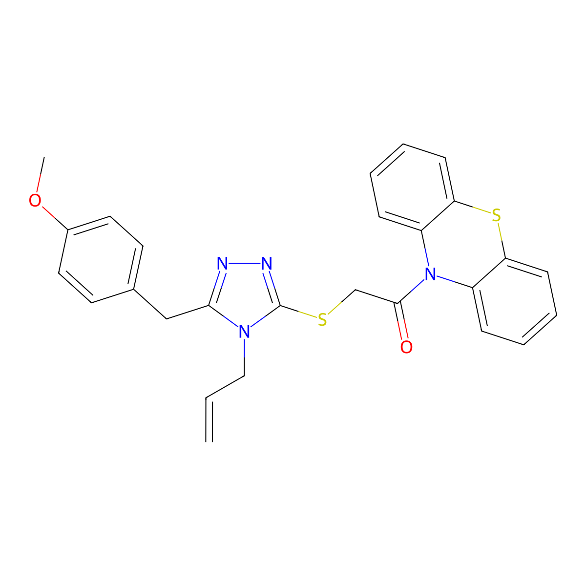 2-[[5-[(4-Methoxyphenyl)methyl]-4-prop-2-enyl-1,2,4-triazol-3-yl]sulfanyl]-1-phenothiazin-10-ylethanone molecular structure, CAS 767325-47-3