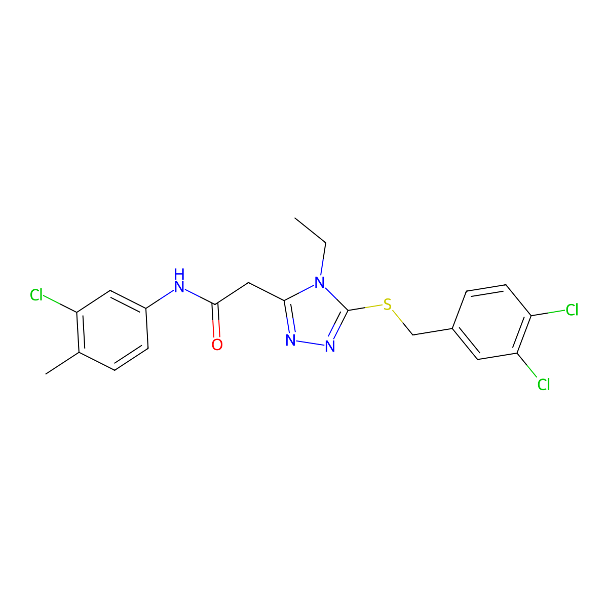 N-(3-chloro-4-methylphenyl)-2-[5-[(3,4-dichlorophenyl)methylsulfanyl]-4-ethyl-1,2,4-triazol-3-yl]acetamide molecular structure, CAS 767325-55-3